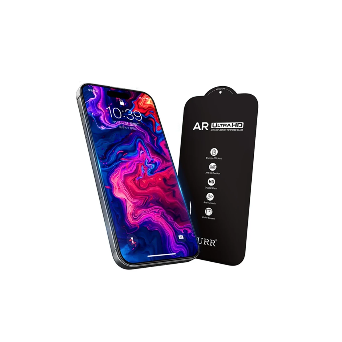 URR Apple iPhone 16 Pro 3D Anti Reflection AR Ultra HD Cam Ekran Koruyucu - Siyah